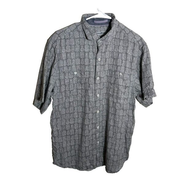 Tommy Bahama Shirt Men's Medium Gray Pineapple Button Up Short Sleeve Casual - Picture 1 of 8
